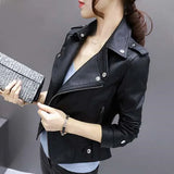 Fongt And Autumn 2025 New PU Leather Women's Small Coat Short Locomotive Black Casual Lady Repair Height Waist Leather Jacket