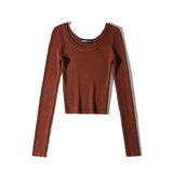 Women's Knitted Long Sleeve Solid Sweaters New Sexy Skinny Double O-neck Bottoming Knitwear 2021 Autumn Ladies Sexy Chic