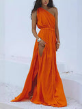 Fongt Women's Fashion New Beach Holiday Tie Rope Solid Dress Hood 8045