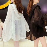 Fongt Ice Silk Sunscreen Coat Women's Lace Net Red 2025 New Thin Air Breathable Street Sunscreen
