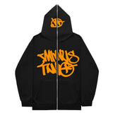 Fongt New High Street Hip-Hop National Tide Printing Zipper Clothing Fashion Fashion Couple Hooded