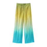 Fongt Summer Tie-Dye Silk-Stained Shirt Trousers Set