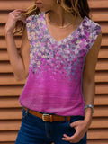 Loose Sleeveless V-neck Printed Vest