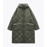 Women Fashion Hooded Thin Long Cotton Padded Clothes Warm Parka Coat Vintage Long Sleeve Female Long Outerwear Chic