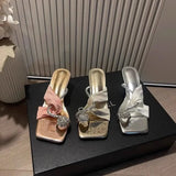 Fongt And Cool Slippers Ladies Summer Net Red Explosion Wearing Net Red Pigeon Egg Water Diamond Skirt High Heels