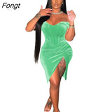 Christmas Velvet Corset Party Dress Women Sexy Slash Neck Off Shoulder Short Sleeve Ruched Slim Asymmetrical