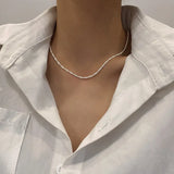Galaxy Silver Pearl Necklace-Outfit