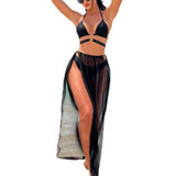 2023 New Plain Dress With Waist-Eye Strapped Three-Piece Swimsuit