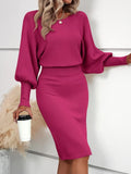 Fongt And Winter Knitted Dress Sexy Solid Color Bag Hip Dress Temperament Thin Sweater Knitted Dress Girl
