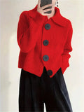Fongt Women's Loose Korean Version Of Fashion Casual Big Collar Knitted Cardigan Coat