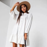 Sleeve Stand Collar Solid Elegant Casual Mini