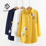 Arrival Women Dot Embroidery Cotton White Shirt Long Sleeve Casual Blouse Loose Plus Size 4XL Tops Feminina Blusa