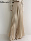 High Waist Ruched Pants Women Spring Summer Casual Pleated Trousers Solid All Match Wide Leg Pants Fashion Bottoms-Outfit