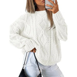 Fongt Women's Dress 2025 Knitted Women's Oversized Thick Knit Round Sweater Casual
