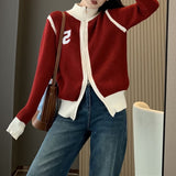 Fongt / Winter 2023 New Korean Version Cardigan Female Zipper Coat Long Sleeve Solid Color Top Loose Turtleneck Sweater-Outfit