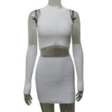 Fongt Fashion Women's Fall New 2025 Lavelless Vest Knitted Ort-Weaving Dress Set