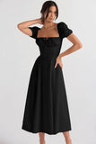 Fongt New Summer Fashion Bubble Sleeves With Open Fork Dress Dress Woman Summer