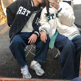 Student Quilted Baseball Uniform Jacket Women Jackets Harajuku Style Loose Padded Couple Padded Tops Female Trend