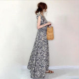 Fongt Summer New Small Broken Floral Dress Round Collar A-Shaped Dress With Sleeveless Sleeveless Dress