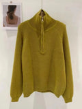 Women's Sweater Turn-down Collar Loose Long Sleeved Pullover Knit Solid Fashion Warm Winter Sweaters for Women