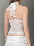 Fongt Lace Stitching Pure Lust Wind Sexy Repair Lace Splicing Neck Tie Small Vest