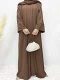 Fongt Robe Skirt Coat Women's Explosive Middle East Turkey Solid Color Big-Size Cardigan 2 Sets