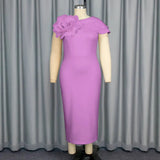 Fongt Banquet Evening Dress Round Collar Sleeveless Styling Floral Dress Party Dress