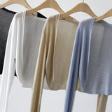 Fongt Silk Knitted Jersey Coat Women's Summer Shawl Spring With Thin Shoulder Air-Conditioning Shirt Short