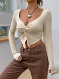 Fongt 2025 New Renovate Front-Turning Irregular Long-Sleeved T-Shirt Girl