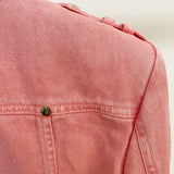 STREET Newest 2023 Designer Biker Jacket Women's Lion Buttons Motorcycle Biker Denim Short