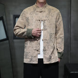 2024 Spring And Autumn Chinese Style Men's Deer Skin Velvet Trend Retro Chinese Casual All-Match Tang Hanfu Jacket Jacket-Outfit