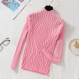 Autumn Rainbow Slim Solid Sweater Tops Pullover Knitted Sweater Women Casual Long Sleeve Office Lady Jumper Sweater