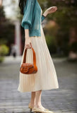 Fongt New 细细细细细 Art 褶皱 Fairy Hundred Folded Skirt Silk Slippery Pendant Half Body Skirt