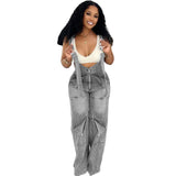 Fongt Women's Cowboy Straps Women's Summer Street Casual Zipper Water Wash Trousers