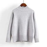 Winter Women Sweater Korean Mock Neck Warm Knitted Pullover Long Sleeve White Classic Bottoming Knitwear Tops 2023