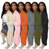 Fongt New Women's Pure Color Casual Sweater Cardigan Long Coat-Outfit