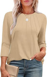 Fongt 2025 New Fashion Casual Roll Collar Seven-Sleeve Top Bottom Shirt