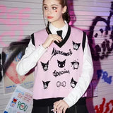 Fashion Oversize Harajuku Knitted Sweater Anime Tank Tops Women Pastel Goth Vest Y2k Kawaii Aesthetic Emo Alt