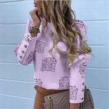 Work Wear Women Blouses Long Sleeve Back Metal Buttons Shirt Casual O-Neck Plus Size Size Tops Fall Blouse Office