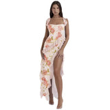 Fongt Summer New French Slings Wood Ear Design Picties Open Fork Dress Dress Woman