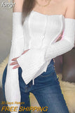 Top Women Long Sleeve T-Shirts 2 Piece Tops Halter Tanks Backless Crop Top Off Shoulder Tees Sexy Christmas