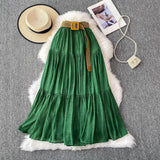 Fongt Half-Dress Women's Dress 2025 Summer Small Medium Long Leisure High-Rise Thin Thong Ponve Cake Skirt