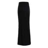 Fongt Women's Wear 2024 Summer New Fashion Temperament Black Show Thin Long Skirt-Outfit