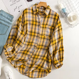 Arrival Women Vintage Plaid Oversized Blouse Batwing Sleeve Turn Down Collar Purple Shirt Button Up Casual Tops