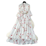 Fongt Elegant Dress Women 2025 New Fashion Set To Collect Waist Thin Temperament Print Chiffon Over-Capped Skirt