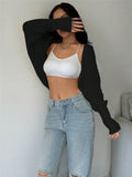 Fongt New Loose Knitted Cardigan Short Sweater Shawl Jacket