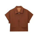Fongt New Women's Collar Short-Sleeved Short Coat Straight Trousers 8491053 8491054