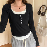 Fake Autumn Blouses With Slim Underwear, Long Sleeves And Short T-Shirts-Outfit