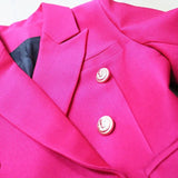 STREET Newest 2023 Designer Jacket Women's Slim Fitting Double Breasted Lion Buttons Pique