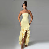 Fongt Women's Wear Elegant Strapless Slit Fashion Slim Backpack Hip Dress